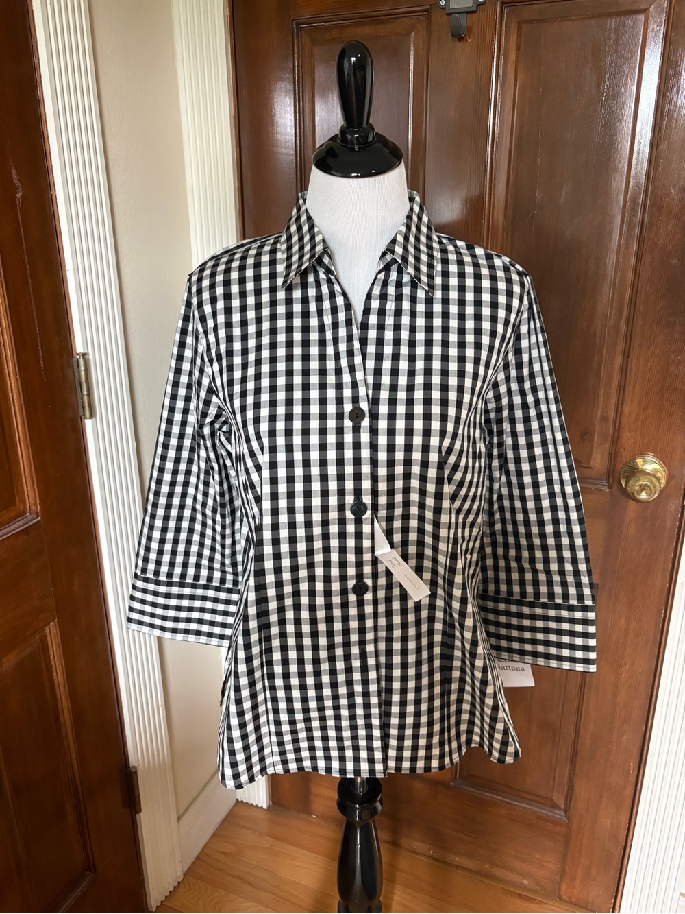 Foxcroft Black and White Gingham Button-Down